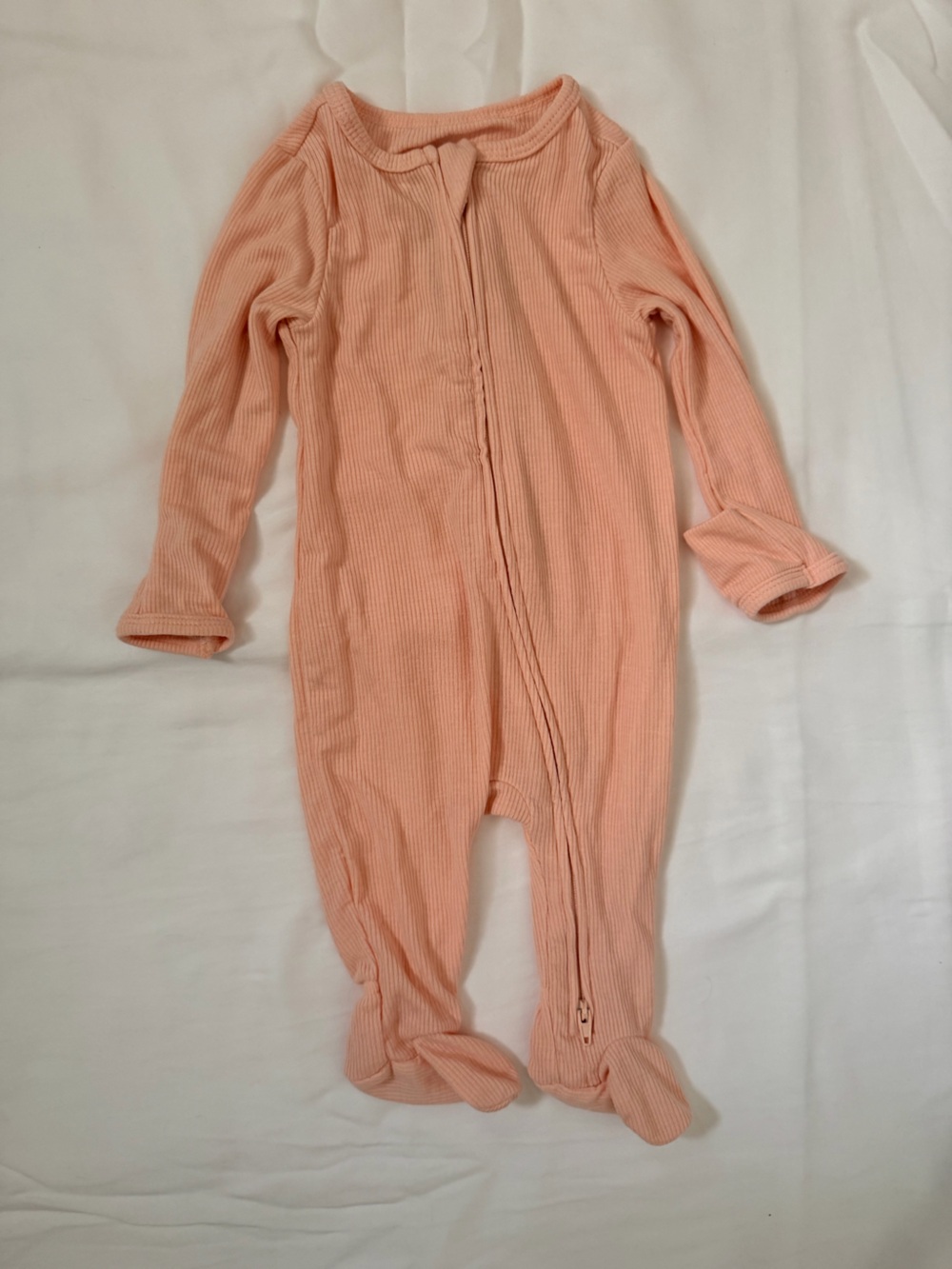 Cloud Island 0-3M Peach Ribbed Modal Footed Sleeper